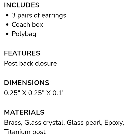 NIB Coach C Stone Heart Stud Earrings Set - Picture 2 of 4